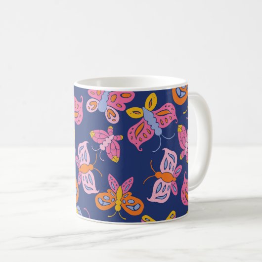 farbenfrohe Schmetterlinge Kaffeetasse (VorderseiteRechts)