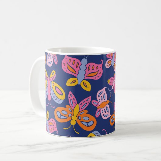 farbenfrohe Schmetterlinge Kaffeetasse (Vorderseite Links)