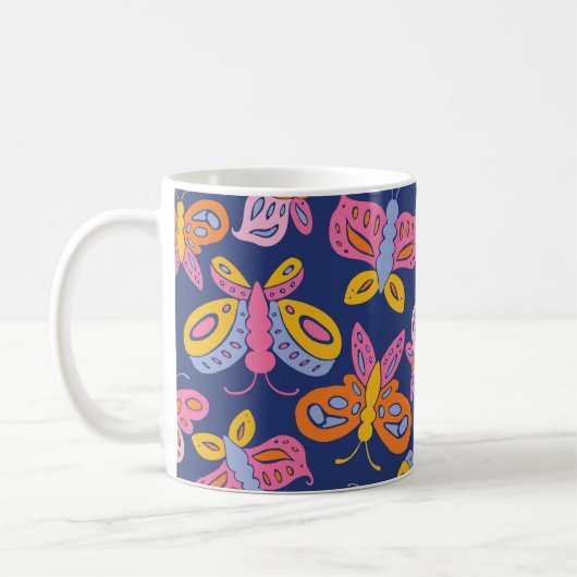 farbenfrohe Schmetterlinge Kaffeetasse (Links)