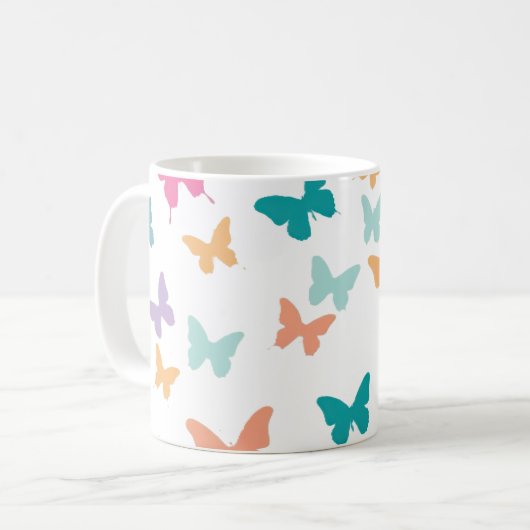 Farbenfrohe Schmetterlinge Kaffeetasse (Vorderseite Links)