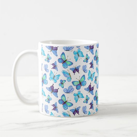 Farbenfrohe Schmetterlinge Kaffeetasse (Links)