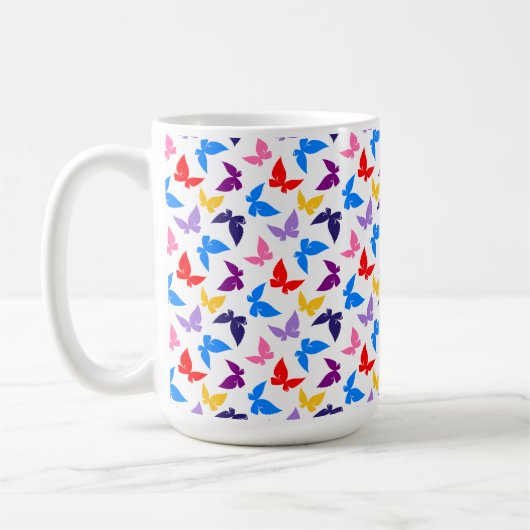 Farbenfrohe Schmetterlinge Kaffeetasse (Links)