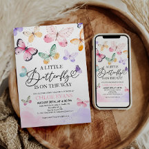 Farbenfrohe Schmetterlinge Kinderdusche Einladung