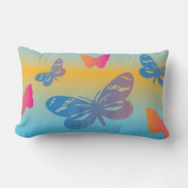 Farbenfrohe Schmetterlinge Kissen (Vorderseite)