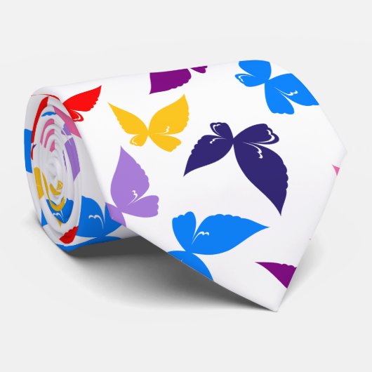Farbenfrohe Schmetterlinge Krawatte (Gerollt)