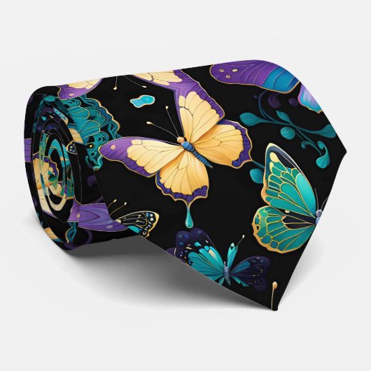 Farbenfrohe Schmetterlinge Krawatte (Gerollt)