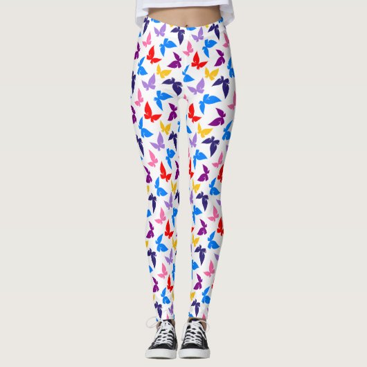 Farbenfrohe Schmetterlinge Leggings (Vorderseite)