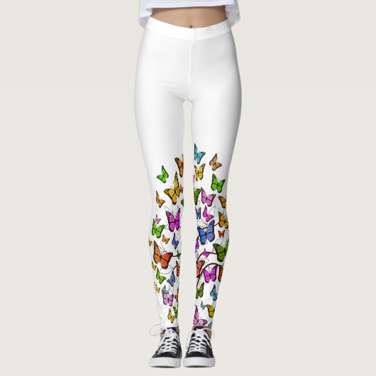 Farbenfrohe Schmetterlinge Leggings (Vorderseite)