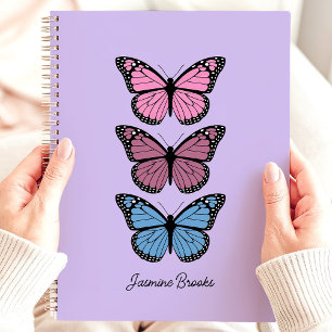 Farbenfrohe Schmetterlinge Lila Individuelle Name Planer