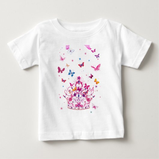Farbenfrohe Schmetterlinge mit Kronkunstdruck Baby T-shirt (Vorderseite)