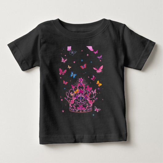 Farbenfrohe Schmetterlinge mit Kronkunstdruck Baby T-shirt (Vorderseite)