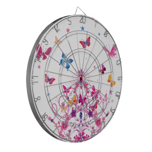 Farbenfrohe Schmetterlinge mit Kronkunstdruck Dartscheibe (Vorderseite Links)