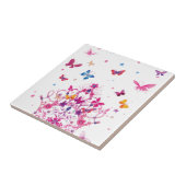 Farbenfrohe Schmetterlinge mit Kronkunstdruck Fliese (Seite)