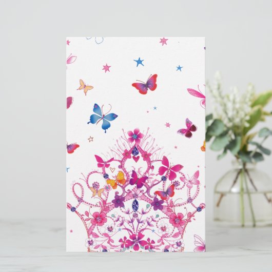 Farbenfrohe Schmetterlinge mit Kronkunstdruck/G Briefpapier (Stehend Vorderseite)