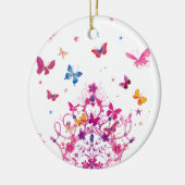 Farbenfrohe Schmetterlinge mit Kronkunstdruck Keramik Ornament (Links)