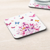 Farbenfrohe Schmetterlinge mit Kronkunstdruck Untersetzer (Linke Seite)