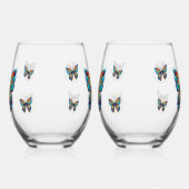 Farbenfrohe Schmetterlinge | PERSONALISIERT Weinglas Ohne Stiel (Links)