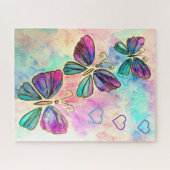 Farbenfrohe Schmetterlinge Puzzle mit Herz (Horizontal)