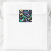 Farbenfrohe Schmetterlinge Quadratischer Aufkleber (Tasche)