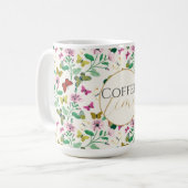 Farbenfrohe Schmetterlinge Rosa Blume Creme Botani Kaffeetasse (Vorderseite Links)