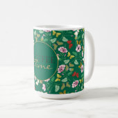 Farbenfrohe Schmetterlinge Rosa Blume Grün Botanis Kaffeetasse (VorderseiteRechts)