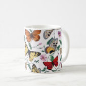 Farbenfrohe Schmetterlinge Rosa Blume und grüne Bl Kaffeetasse (VorderseiteRechts)