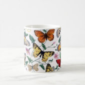 Farbenfrohe Schmetterlinge Rosa Blume und grüne Bl Kaffeetasse (Mittel)