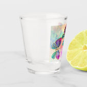 Farbenfrohe Schmetterlinge Schnapsglas (Links)
