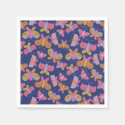 farbenfrohe Schmetterlinge Serviette (Vorderseite)