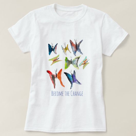 Farbenfrohe Schmetterlinge Slogan T - Shirt (Design vorne)