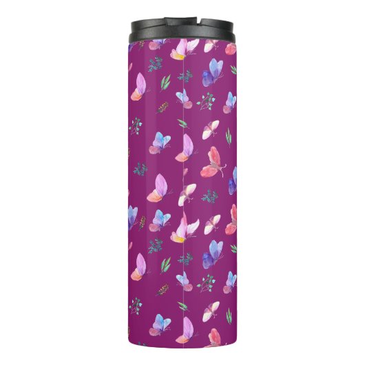 Farbenfrohe Schmetterlinge Thermosbecher (Rückseite)