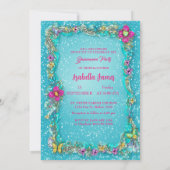 farbenfrohe Schmetterlinge türkisfarbene Magenta Einladung (Rückseite)