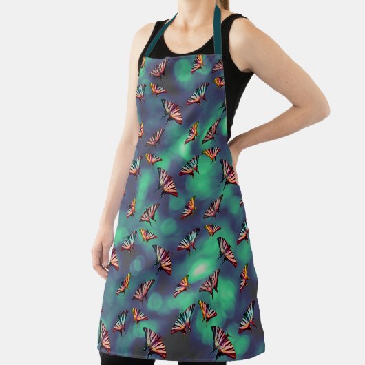 Farbenfrohe Schmetterlinge und Aquamarine Bokeh Ni Schürze (InSitu)