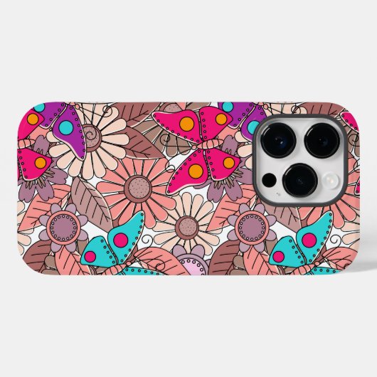 Farbenfrohe Schmetterlinge und Blume Case-Mate iPhone Hülle (Rückseite (Horizontal))