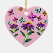 Farbenfrohe Schmetterlinge und Blume Keramik Ornament (Hinten)