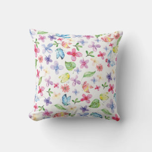 Farbenfrohe Schmetterlinge und Blume Kissen