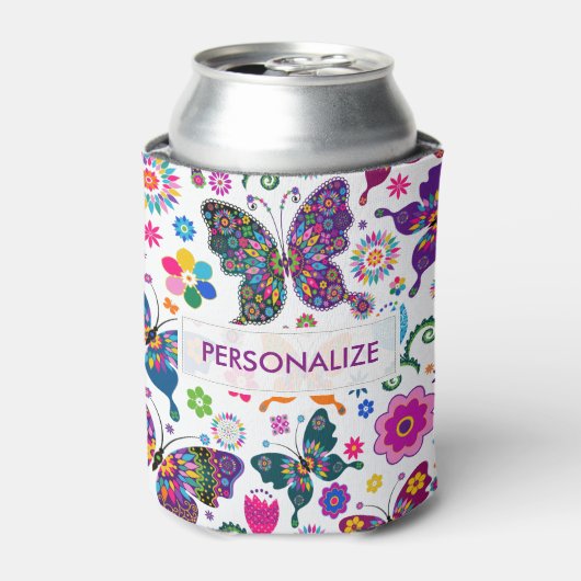 Farbenfrohe Schmetterlinge und Blume Muster Dosenkühler (Kanne Vorderseite)