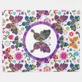 Farbenfrohe Schmetterlinge und Blume Muster Fleecedecke (Vorderseite (Horizontal))