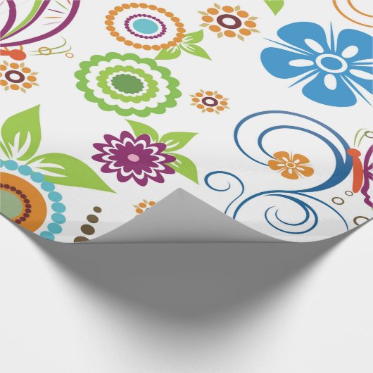Farbenfrohe Schmetterlinge und Blume Muster Geschenkpapier (Ecke)