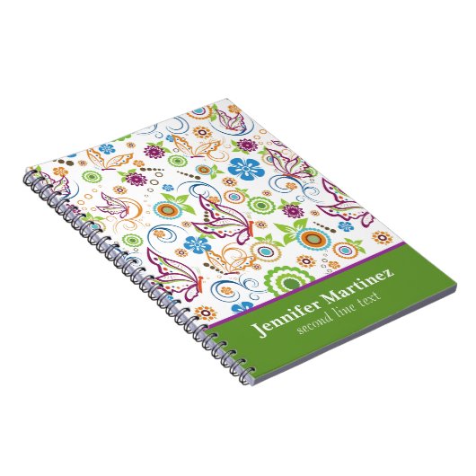 Farbenfrohe Schmetterlinge und Blume Muster Notizblock (Rechte Seite)