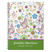 Farbenfrohe Schmetterlinge und Blume Muster Notizblock (Vorderseite)