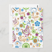 Farbenfrohe Schmetterlinge und Blume Muster Postkarte (Vorne/Hinten)