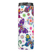Farbenfrohe Schmetterlinge und Blume Muster Thermosbecher (Rückseite)