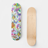 Farbenfrohe Schmetterlinge und Blume Skateboard (Vorderseite)