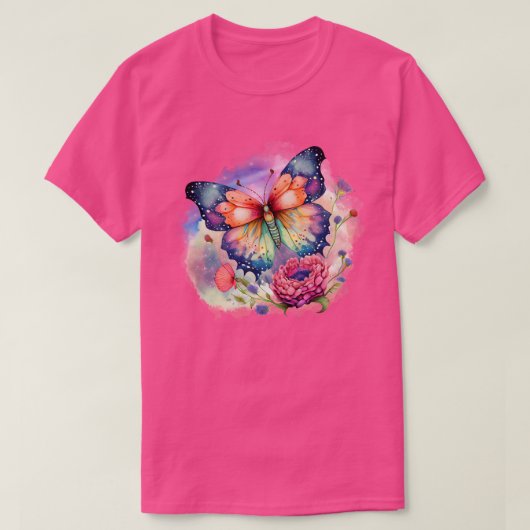 Farbenfrohe Schmetterlinge und Blume Unisex T-Shirt (Design vorne)