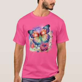 Farbenfrohe Schmetterlinge und Blume Unisex T-Shirt