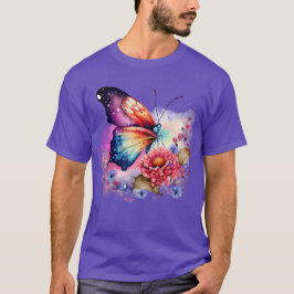 Farbenfrohe Schmetterlinge und blumengeschmückte U T-Shirt