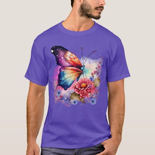 Farbenfrohe Schmetterlinge und blumengeschmückte U T-Shirt (Vorderseite)