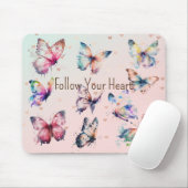 Farbenfrohe Schmetterlinge und Herzen Mousepad (Mit Mouse)
