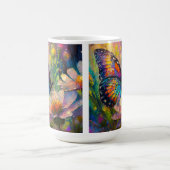 Farbenfrohe Schmetterlinge und Wildblumen bei Sonn Kaffeetasse (Mittel)